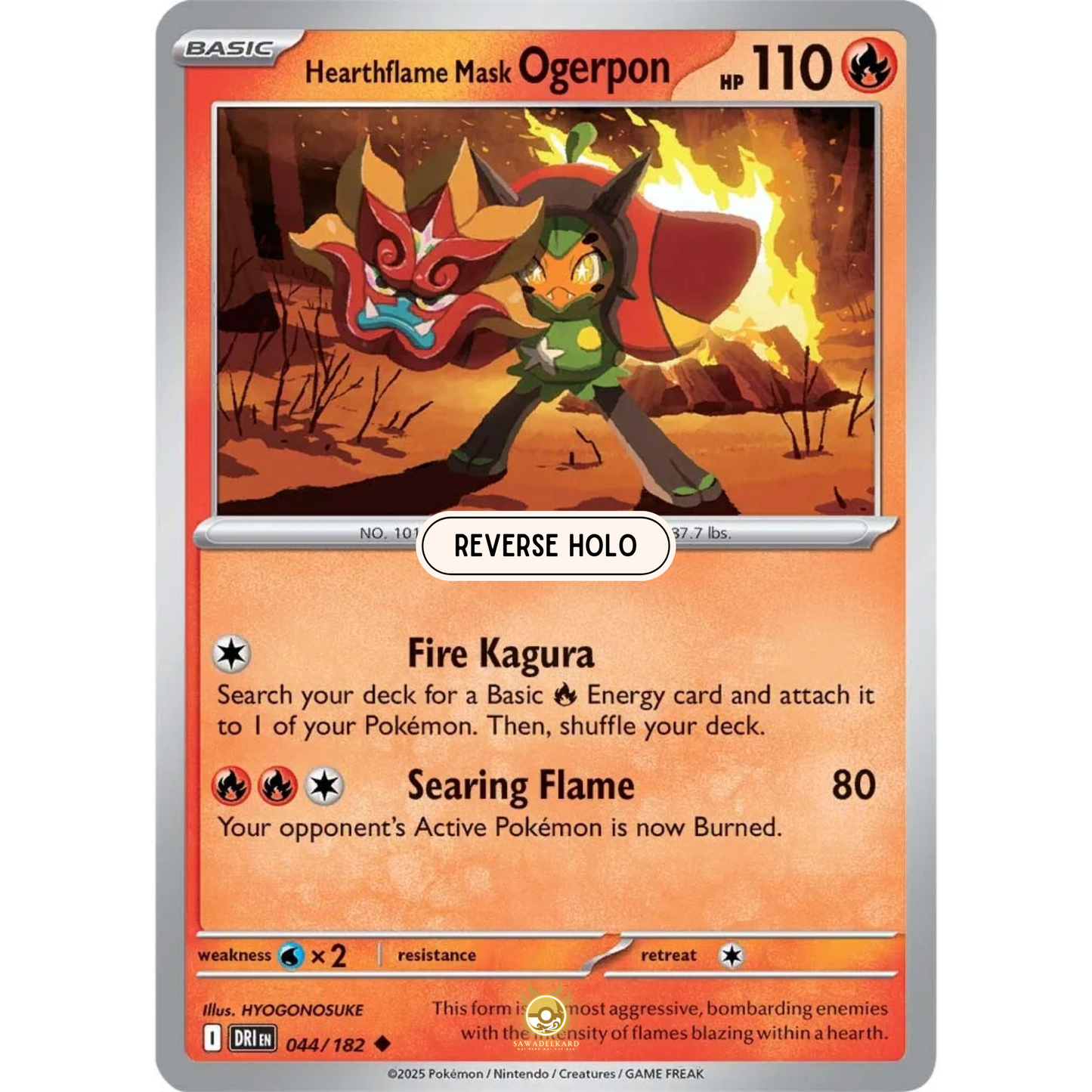 [ENG] Pokemon SV10 Destined Rivals: 044/182 Hearthflame Mask Ogerpon [Fire] [U - Uncommon] (Reverse Holo)