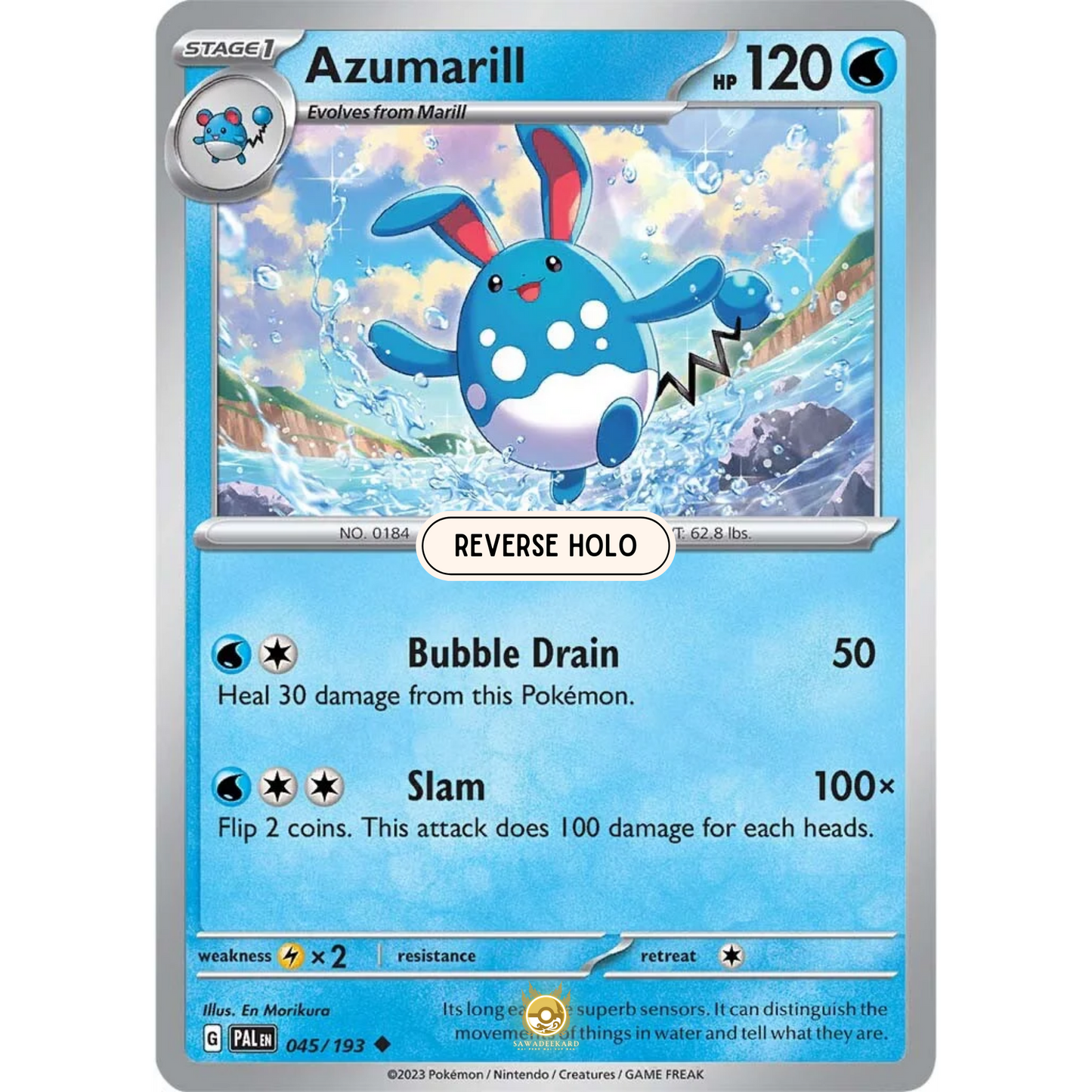 [ENG] SV02 Paldea Evolved: 045/193 Azumarill U (Reverse Holo)