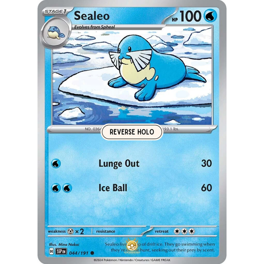 [ENG] Pokemon SV08 Surging Sparks: 044/191 Sealeo [Water] [C - Common] (Reverse Holo)