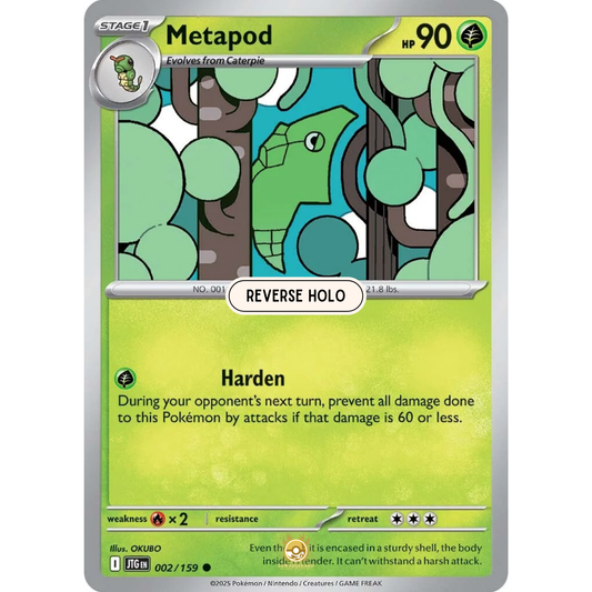 [ENG] Pokemon SV09 Journey Together: 002/159 Metapod [Grass] [C - Common] (Reverse Holo)