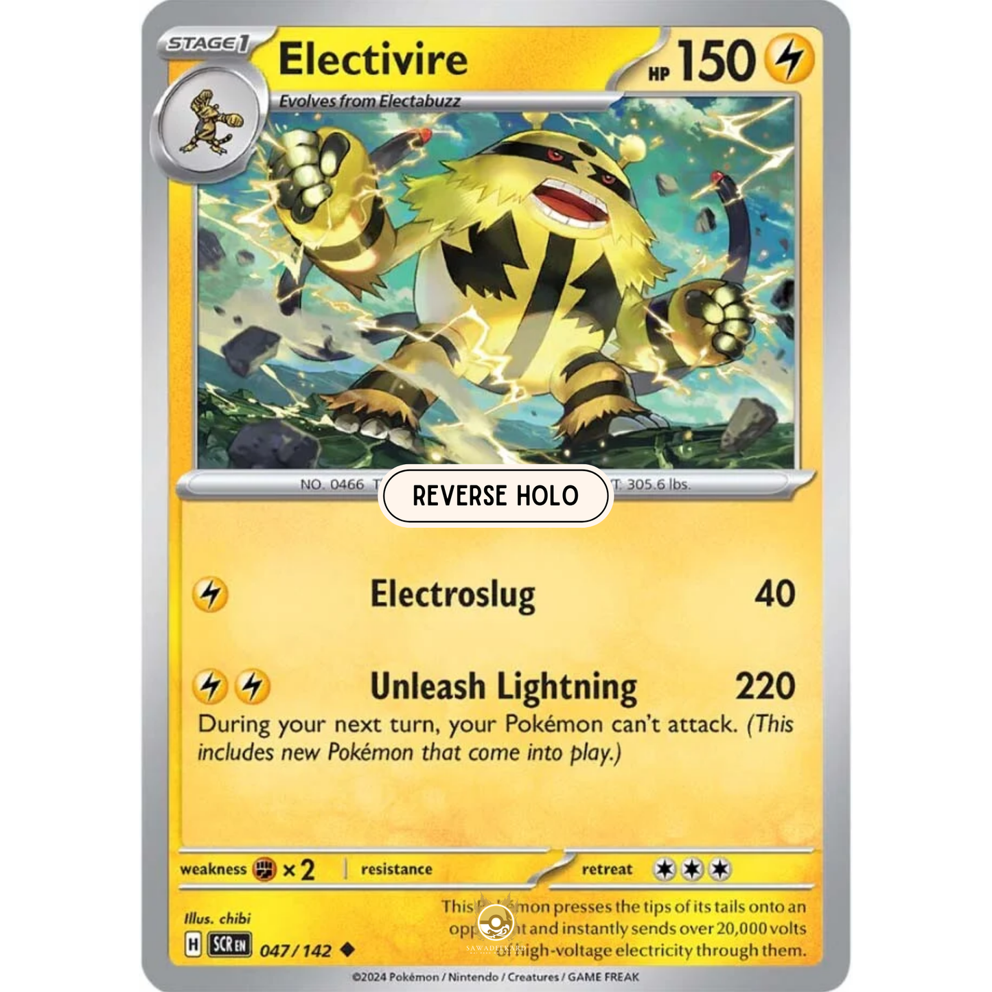 [ENG] Pokemon SV07 Stellar Crown: 047/142 Electivire [Lightning] [U - Uncommon] (Reverse Holo)