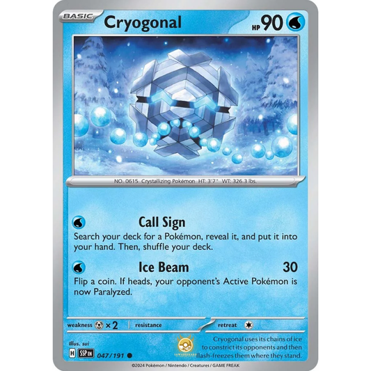 [ENG] Pokemon SV08 Surging Sparks: 047/191 Cryogonal [Water] [C - Common] (Non-foil)