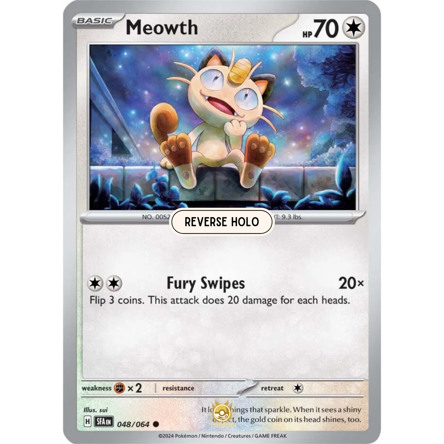 [ENG] Pokemon SV6.5 Shrouded Fable: 048/064 Meowth [Colorless] [C - Common] (Reverse Holo)