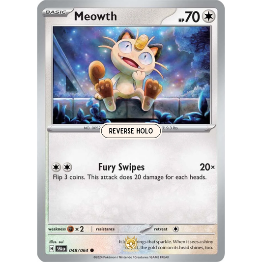 [ENG] Pokemon SV6.5 Shrouded Fable: 048/064 Meowth [Colorless] [C - Common] (Reverse Holo)