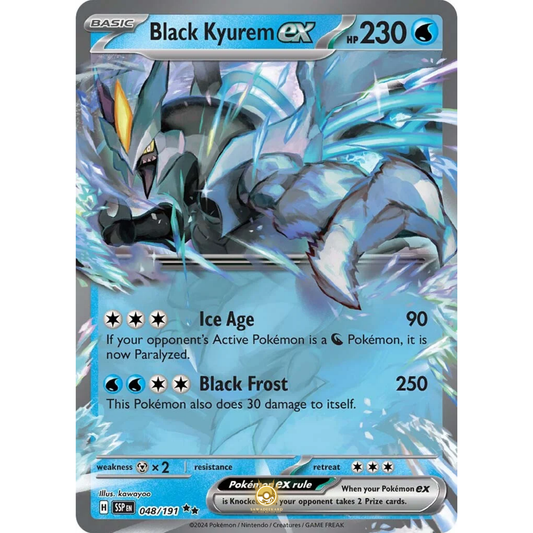 [ENG] Pokemon SV08 Surging Sparks: 048/191 Black Kyurem ex [Water] [RR - Double Rare] (Foil)
