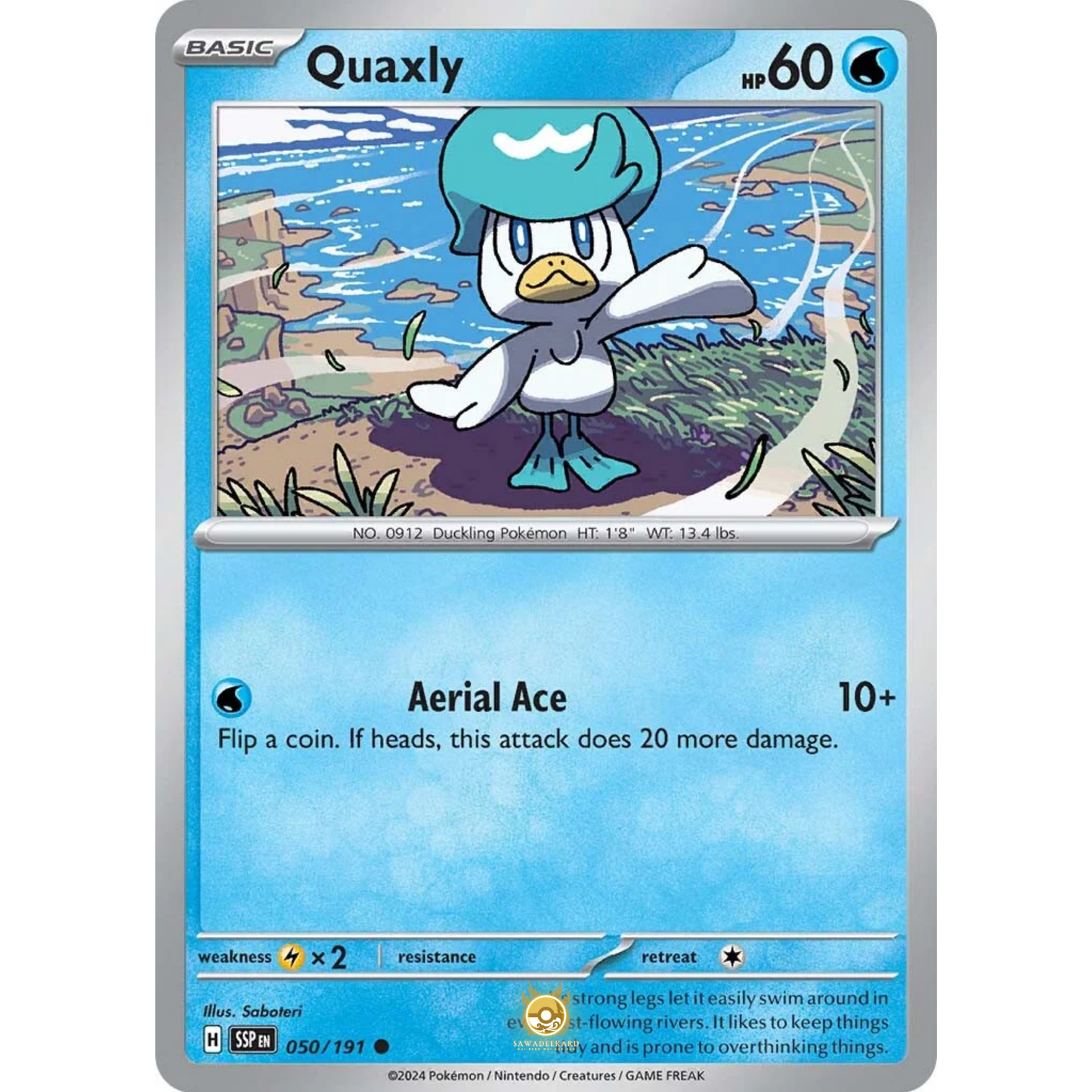 [ENG] Pokemon SV08 Surging Sparks: 050/191 Quaxly [Water] [C - Common] (Non-foil)