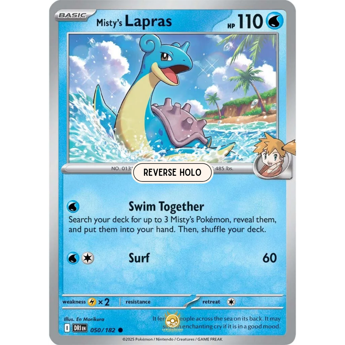 [ENG] Pokemon SV10 Destined Rivals: 050/182 Misty's Lapras [Water] [C - Common] (Reverse Holo)