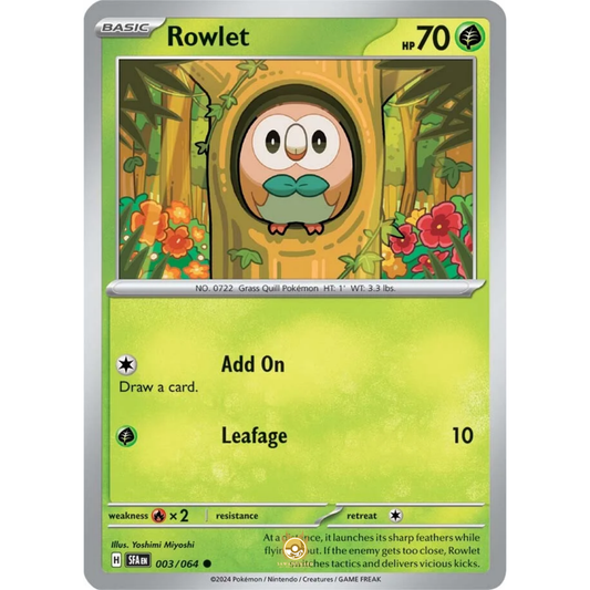 [ENG] Pokemon SV6.5 Shrouded Fable: 003/064 Rowlet [Grass] [C - Common] (Non-foil)