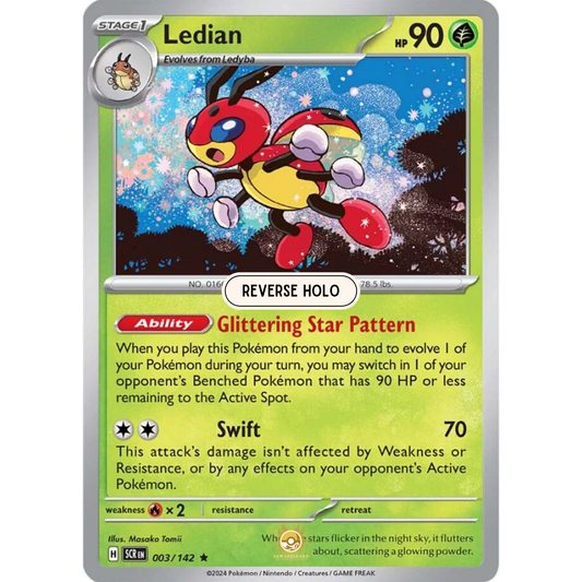 [ENG] Pokemon SV07 Stellar Crown: 003/142 Ledian [Grass] [R - Rare] (Reverse Holo)