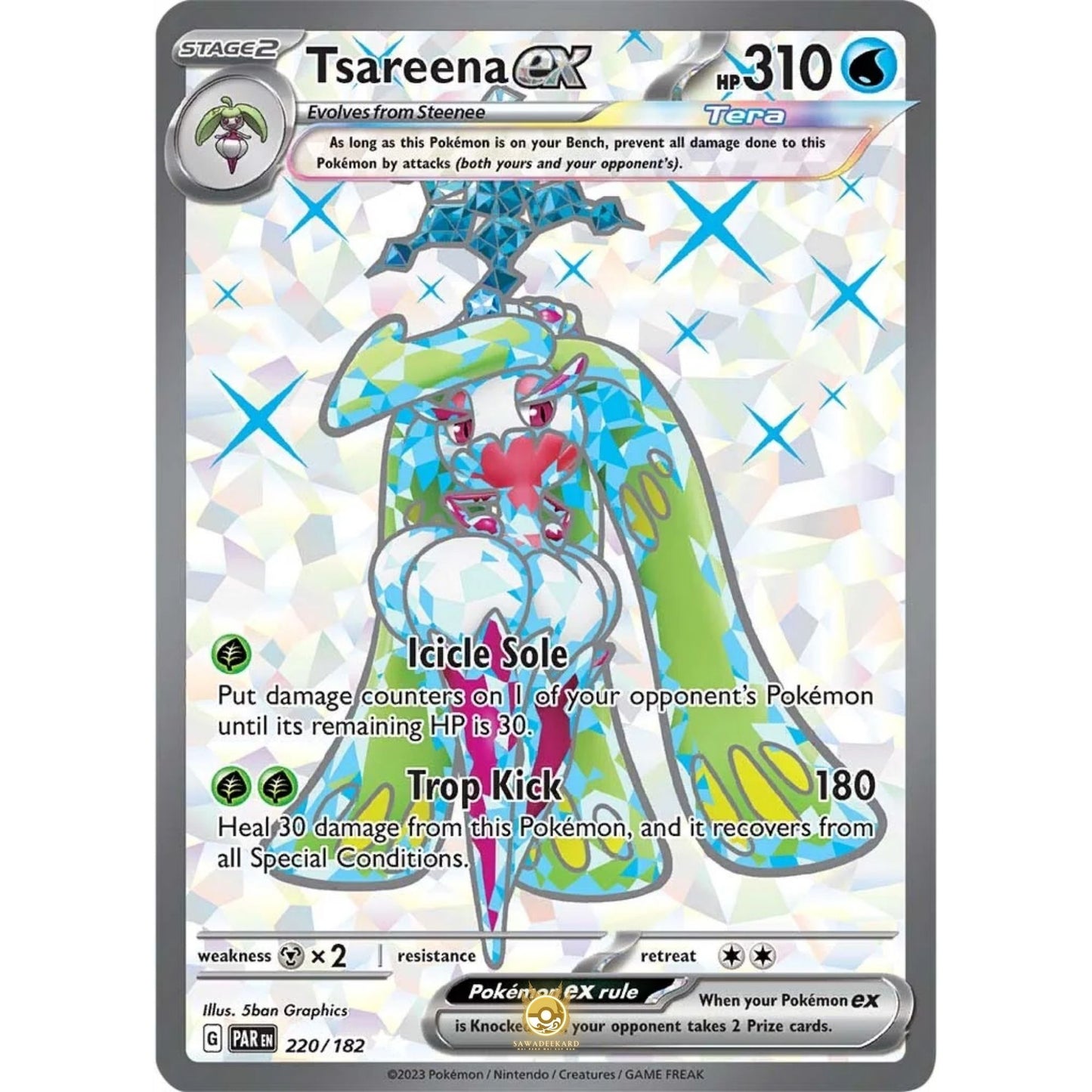 [ENG]	SV04	Paradox Rift:	220/182	Tsareena ex	SR	(Foil)