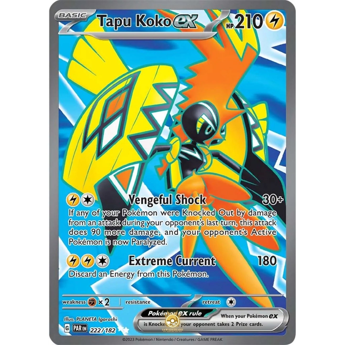 [ENG]	SV04	Paradox Rift:	222/182	Tapu Koko ex 	SR	(Foil)