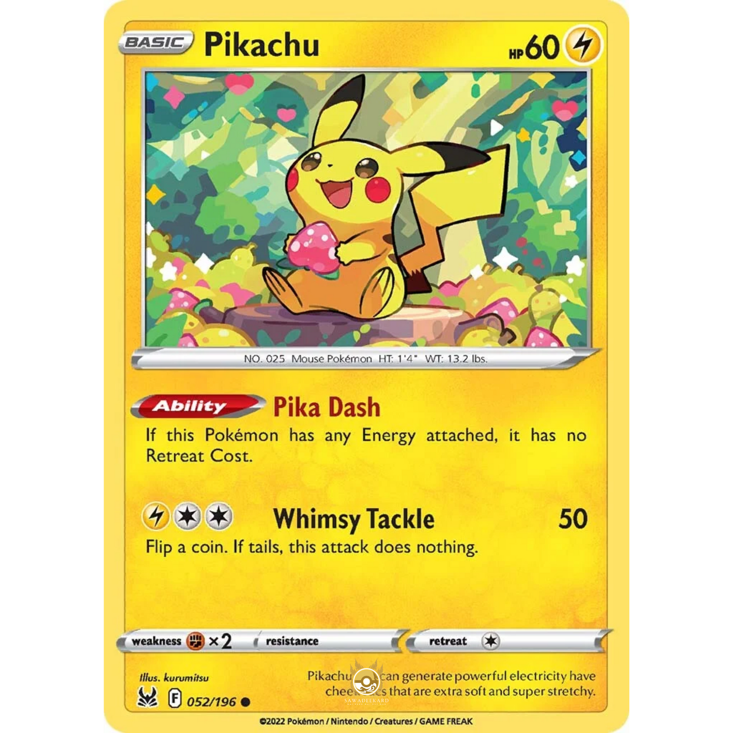 [ENG] SWSH 11 Lost Origin: 052/196 Pikachu C (Non-Foil)