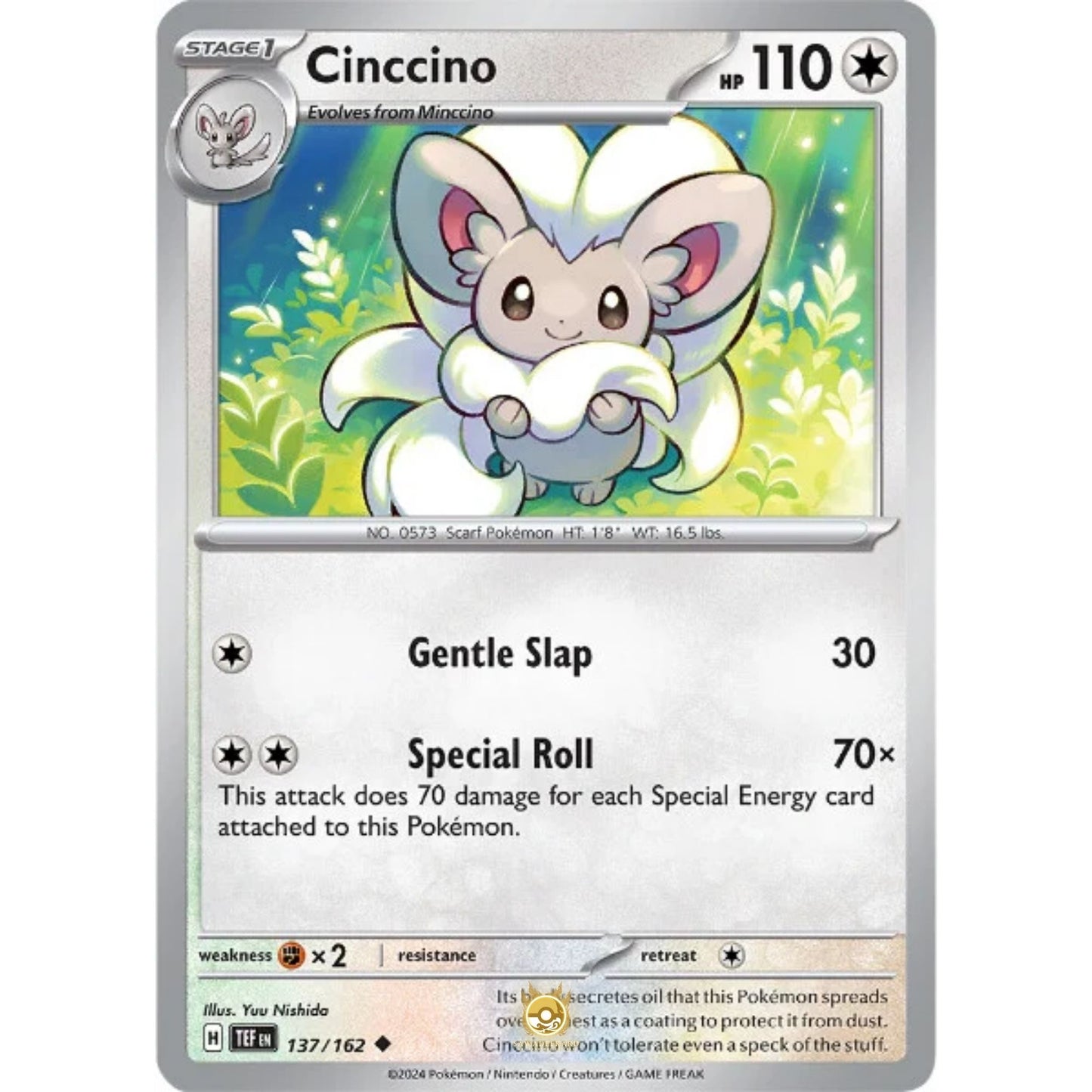 [ENG]	SV05	Temporal Forces:	137/162	Cinccino	[Colorless]	[U - Uncommon]	(Non-Foil)