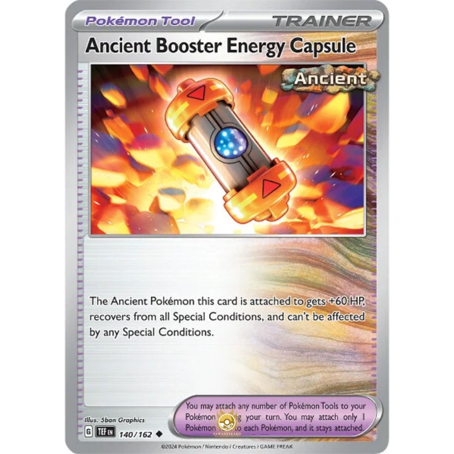 [ENG]	SV05	Temporal Forces:	140/162	Ancient Booster Energy Capsule	[Pokemon Tool]	[U - Uncommon]	(Non-Foil)