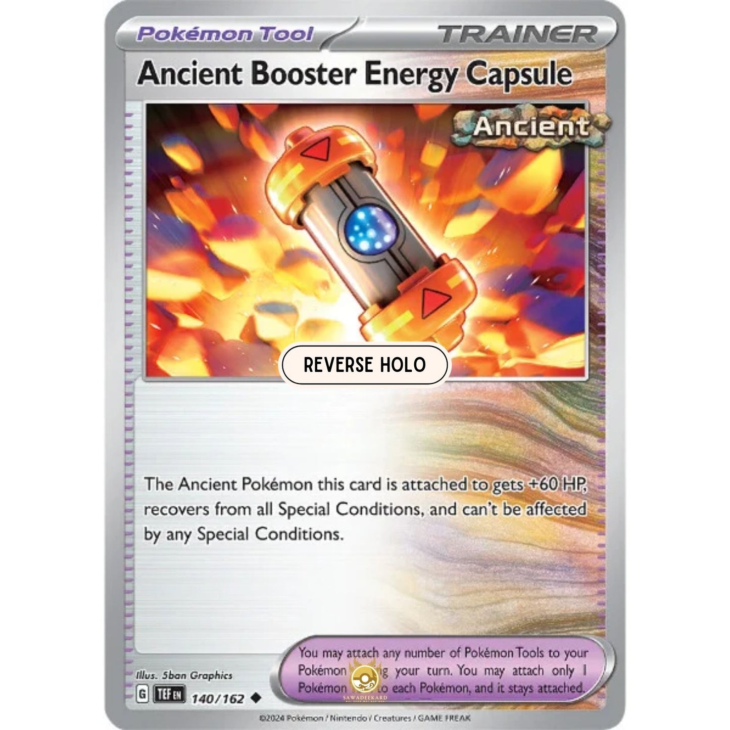 [ENG]	SV05	Temporal Forces:	140/162	Ancient Booster Energy Capsule	[Pokemon Tool]	[U - Uncommon]	(Reverse Holo)