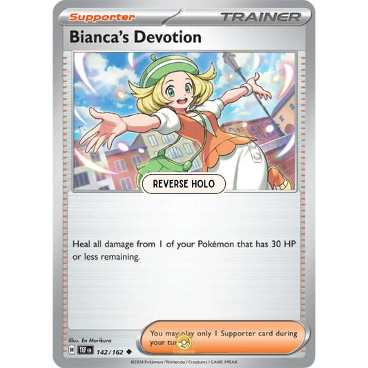 [ENG]	SV05	Temporal Forces:	142/162	Bianca's Devotion	[Supporter]	[U - Uncommon]	(Reverse Holo)