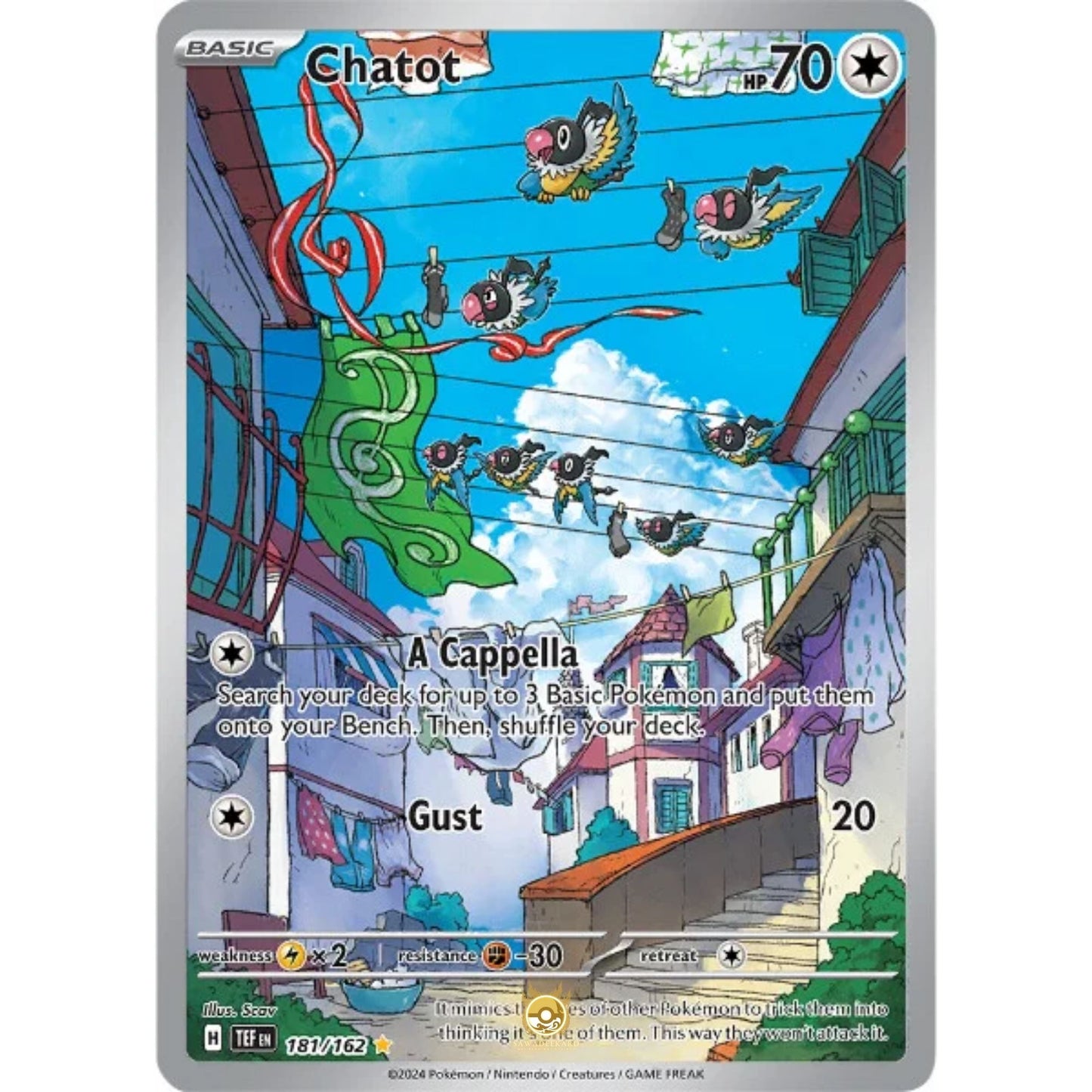 [ENG]	SV05	Temporal Forces:	181/162	Chatot	[Colorless]	[IR - Illustration Rare]	(Foil)