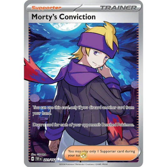 [ENG]	SV05	Temporal Forces:	201/162	Morty's Conviction	[Supporter]	[UR - Ultra Rare]	(Foil)