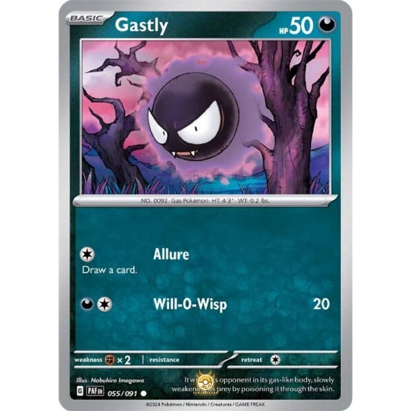 [ENG]	Pokemon	SV4.5	Paldean Fates:	055/091	Gastly	[Darkness]	[C - Common]	(Non-Foil)