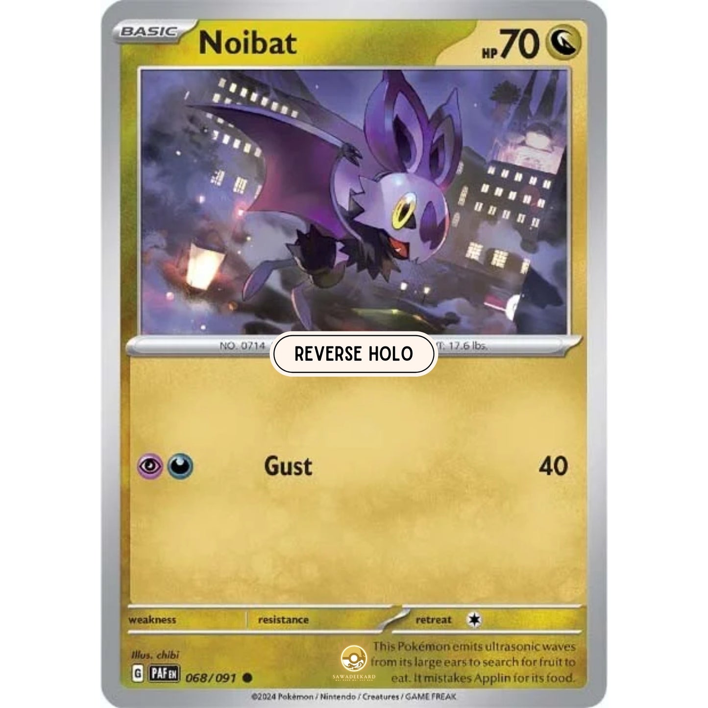 [ENG]	Pokemon	SV4.5	Paldean Fates:	068/091	Noibat	[Dragon]	[C - Common]	(Reverse Holo)