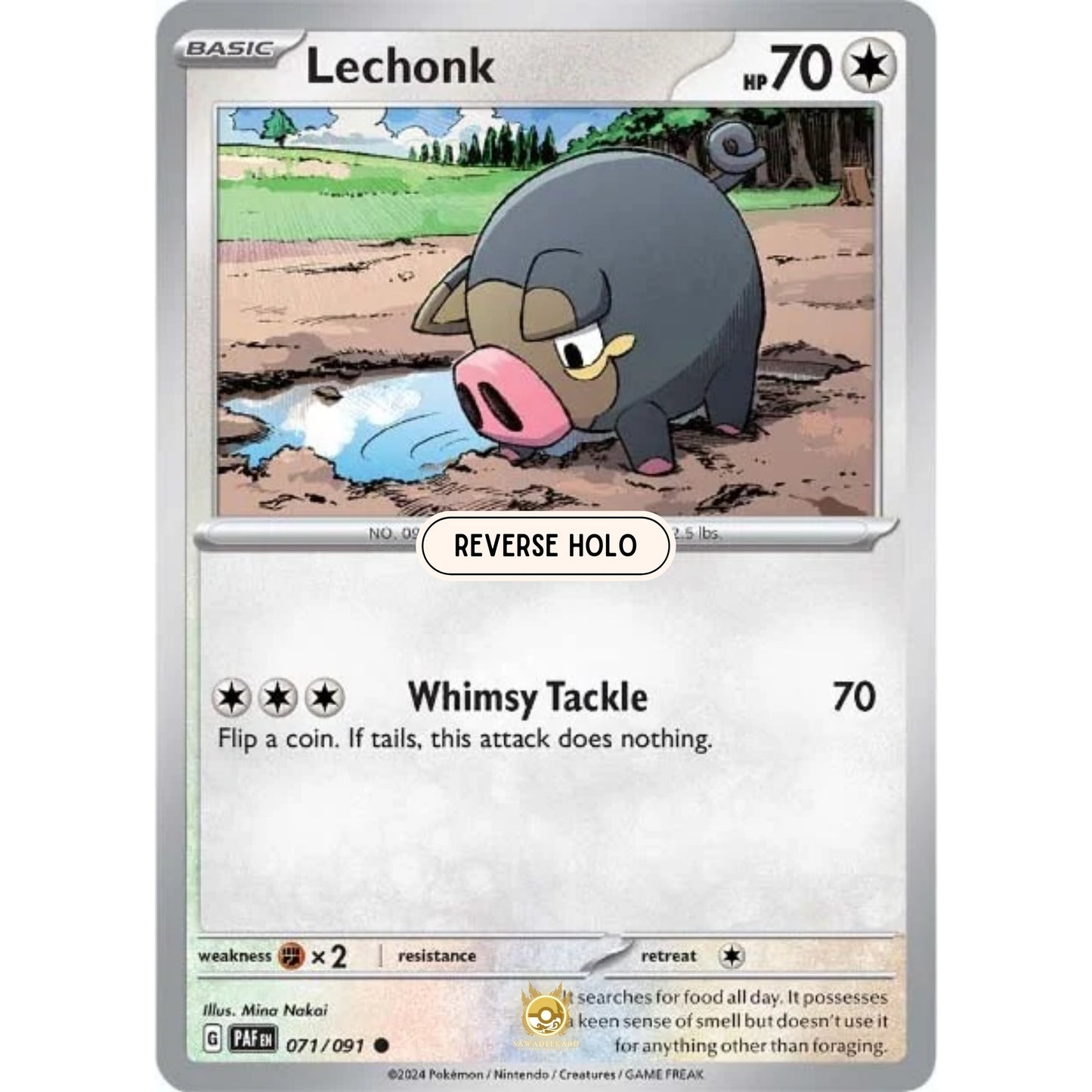 [ENG]	Pokemon	SV4.5	Paldean Fates:	071/091	Lechonk	[Colorless]	[C - Common]	(Reverse Holo)