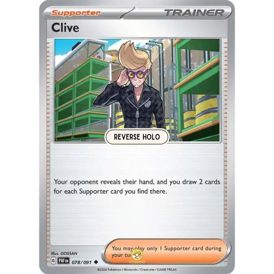 [ENG]	Pokemon	SV4.5	Paldean Fates:	078/091	Clive	[Supporter]	[U - Uncommon]	(Reverse Holo)