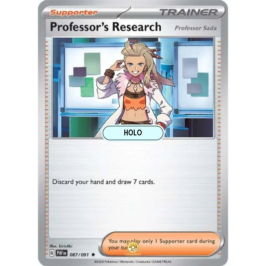 [ENG]	Pokemon	SV4.5	Paldean Fates:	087/091	Professor's Research Professor Sada	[Supporter]	[R - Rare]	(Foil)