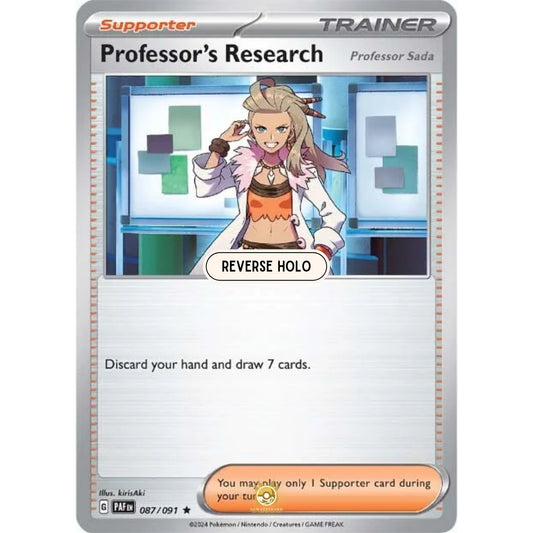 [ENG]	Pokemon	SV4.5	Paldean Fates:	087/091	Professor's Research Professor Sada	[Supporter]	[R - Rare]	(Reverse Holo)