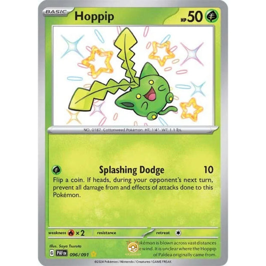 [ENG]	Pokemon	SV4.5	Paldean Fates:	096/091	Hoppip	[Grass]	[SR - Shiny Rare]	(Foil)