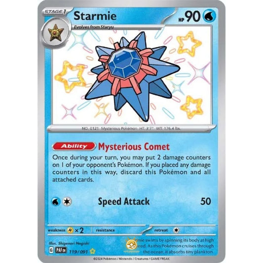 [ENG]	Pokemon	SV4.5	Paldean Fates:	119/091	Starmie	[Water]	[SR - Shiny Rare]	(Foil)