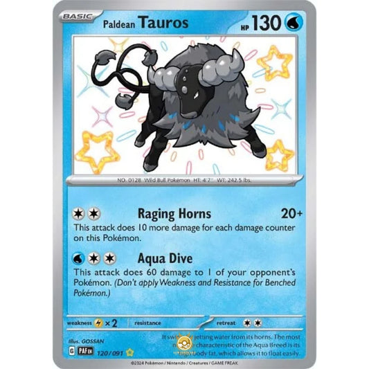 [ENG]	Pokemon	SV4.5	Paldean Fates:	120/091	Paldean Tauros	[Water]	[SR - Shiny Rare]	(Foil)