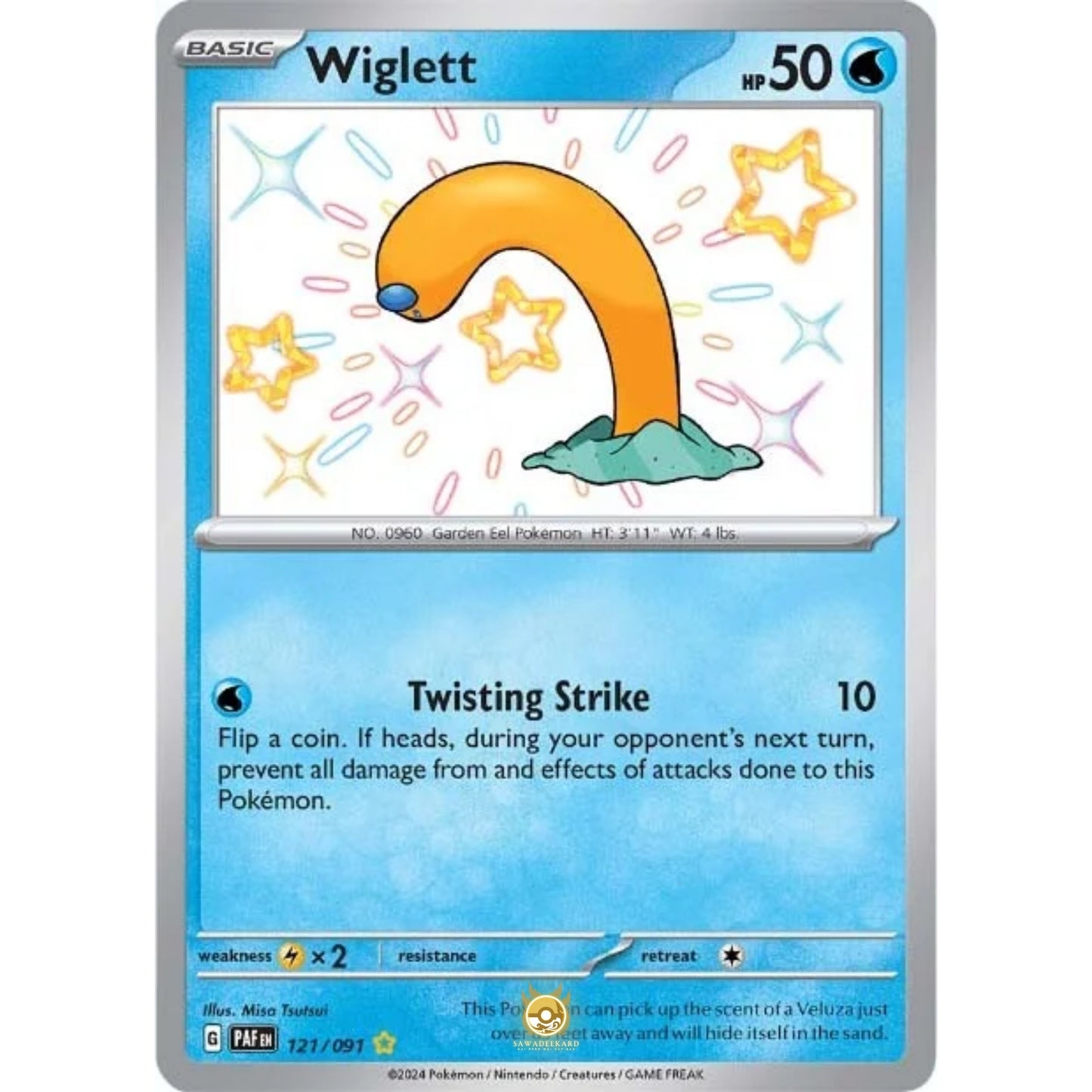 [ENG]	Pokemon	SV4.5	Paldean Fates:	121/091	Wiglett	[Water]	[SR - Shiny Rare]	(Foil)