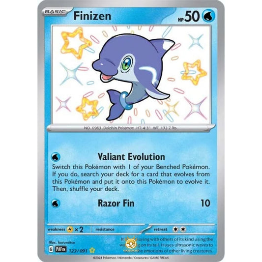 [ENG]	Pokemon	SV4.5	Paldean Fates:	123/091	Finizen	[Water]	[SR - Shiny Rare]	(Foil)