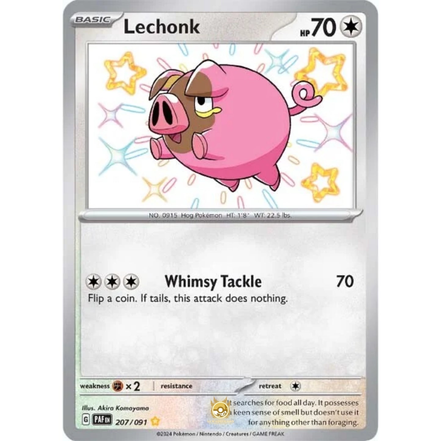 [ENG]	Pokemon	SV4.5	Paldean Fates:	207/091	Lechonk	[Colorless]	[SR - Shiny Rare]	(Foil)