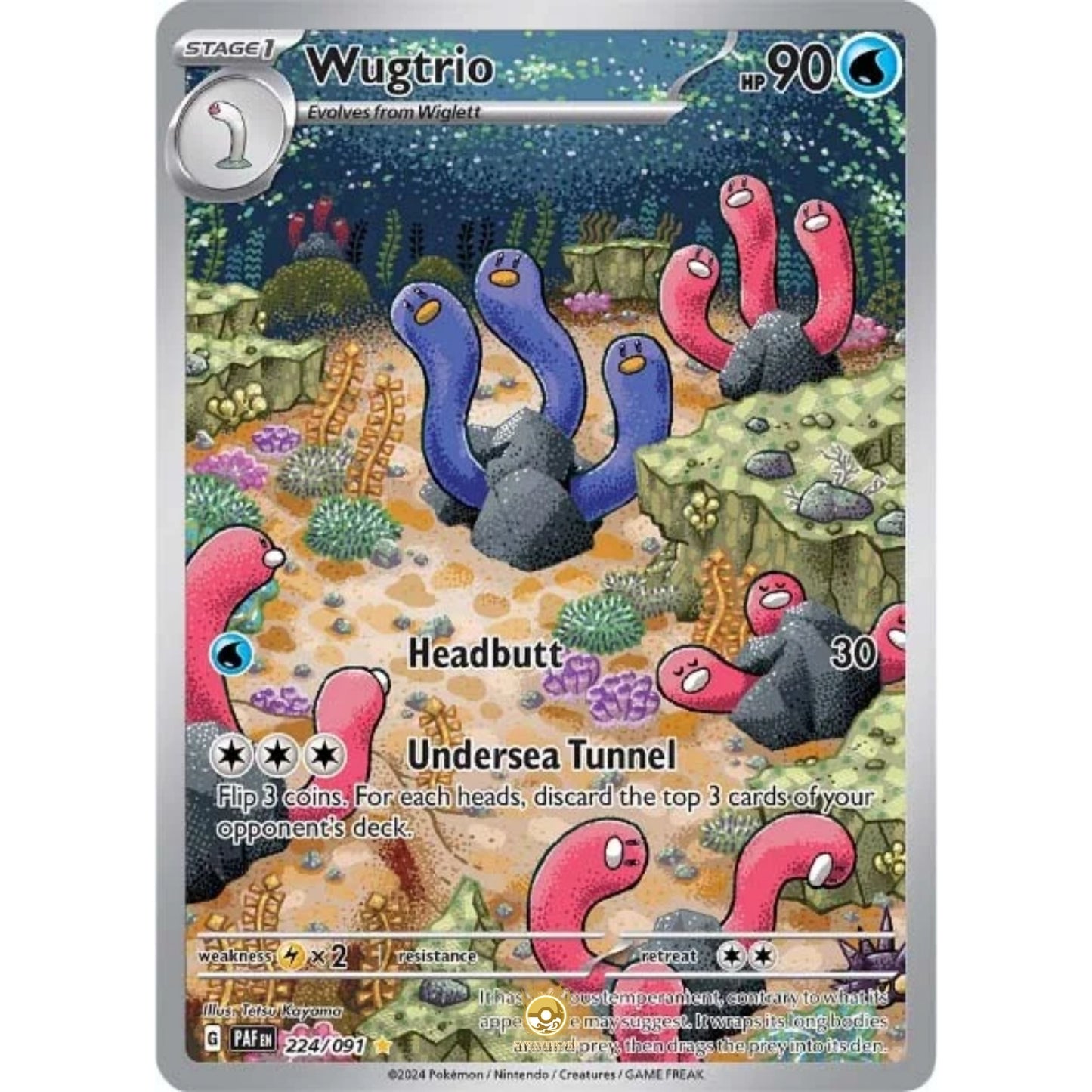 [ENG]	Pokemon	SV4.5	Paldean Fates:	224/091	Wugtrio	[Water]	[IR - Illustration Rare]	(Foil)