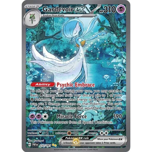 [ENG]	Pokemon	SV4.5	Paldean Fates:	233/091	Gardevoir ex	[Psychic]	[SIR - Special Illustration Rare]	(Foil)