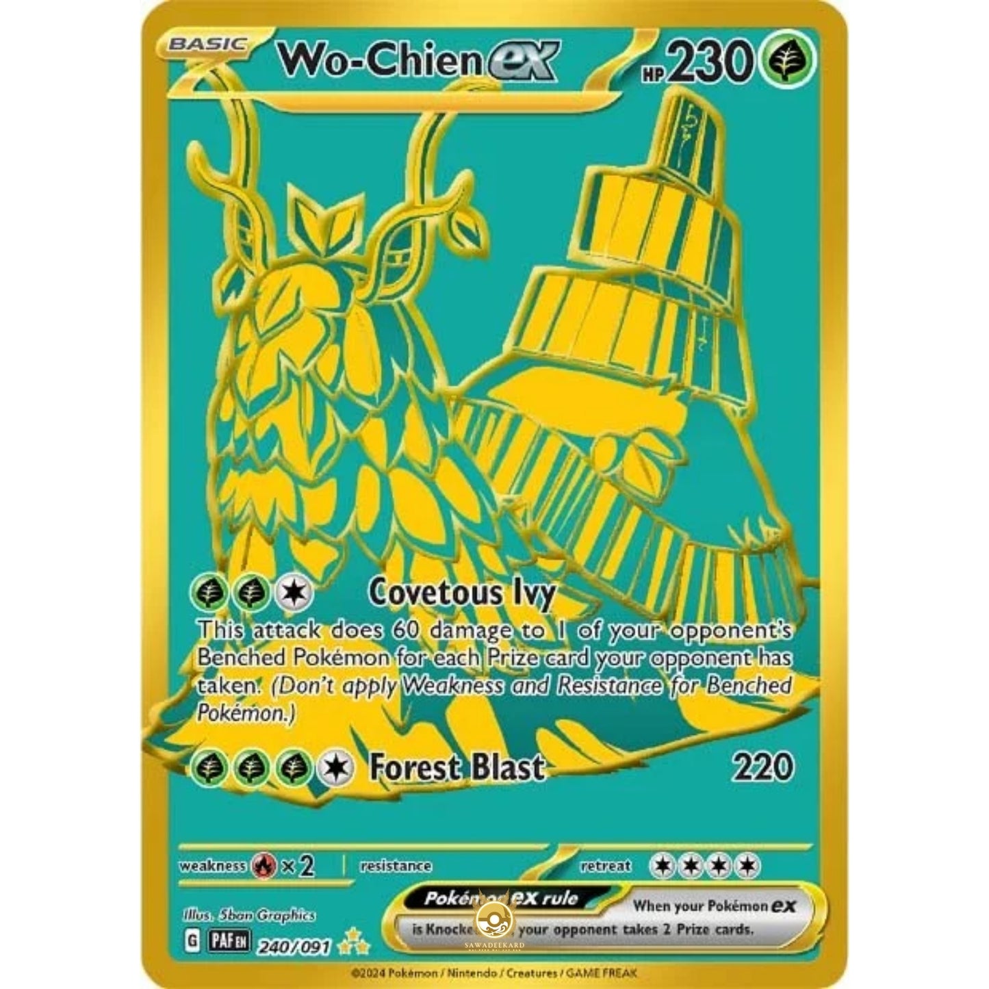 [ENG]	Pokemon	SV4.5	Paldean Fates:	240/091	Wo-Chien ex	[Grass]	[HR - Hyper Rare]	(Foil)