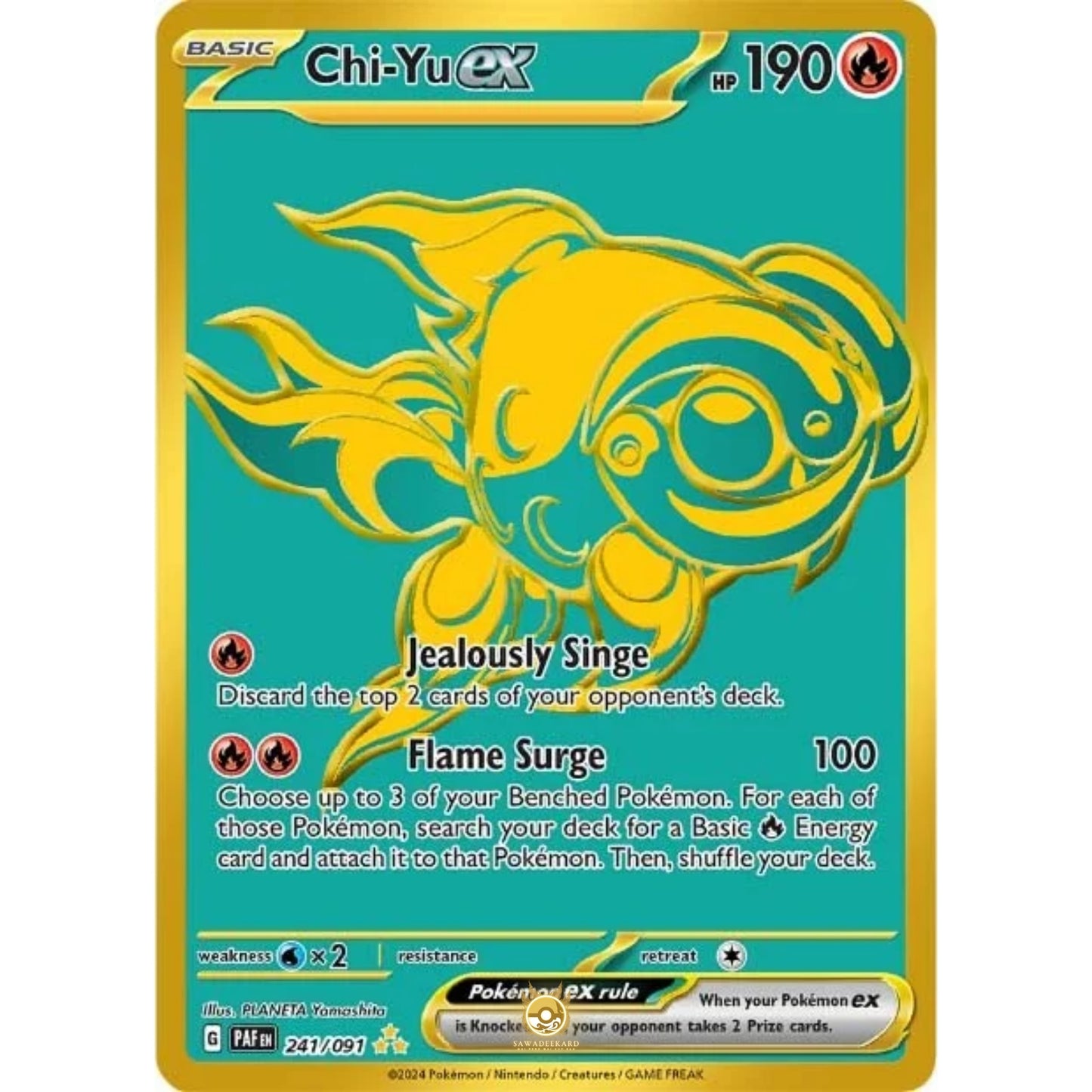 [ENG]	Pokemon	SV4.5	Paldean Fates:	241/091	Chi-Yu ex	[Fire]	[HR - Hyper Rare]	(Foil)