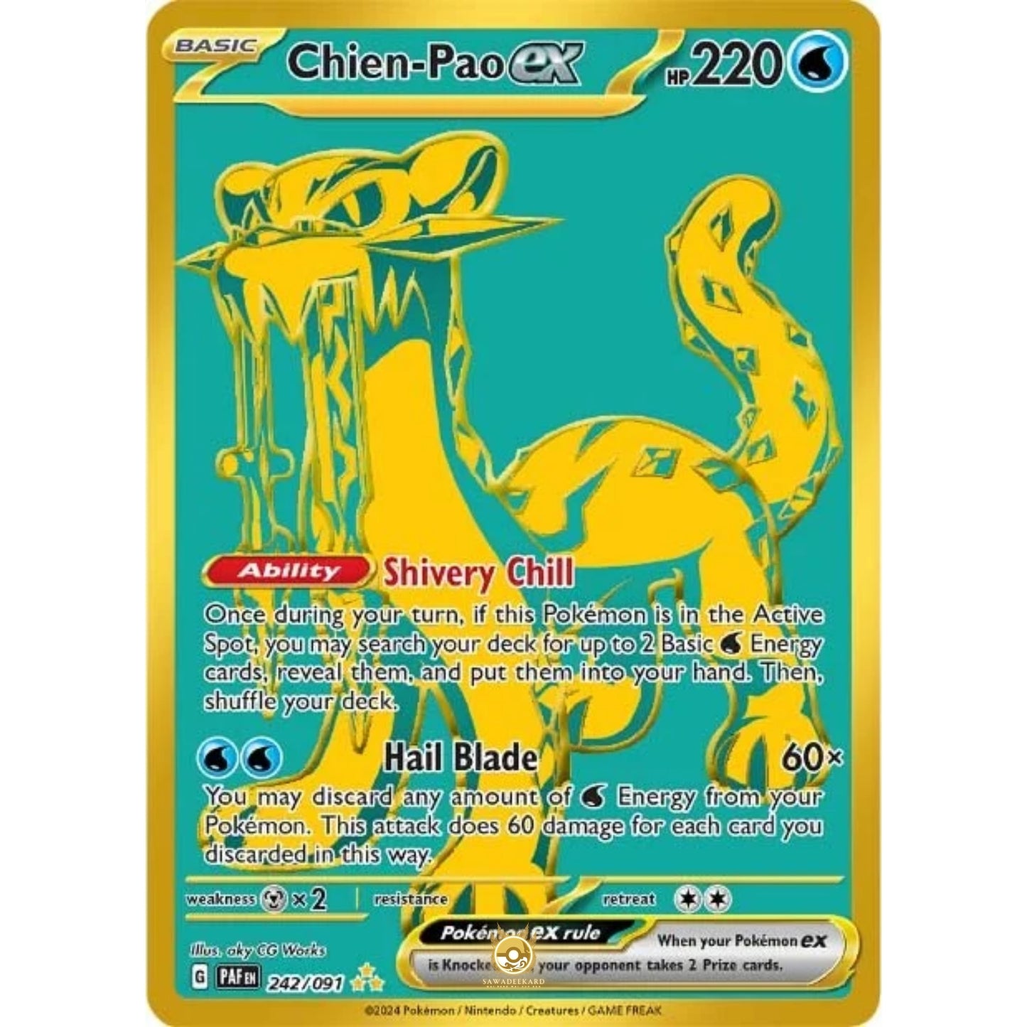 [ENG]	Pokemon	SV4.5	Paldean Fates:	242/091	Chien-Pao ex	[Water]	[HR - Hyper Rare]	(Foil)