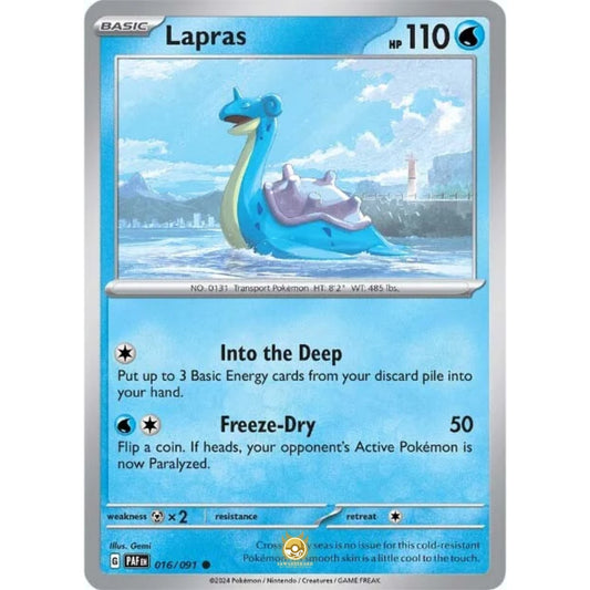 [ENG]	Pokemon	SV4.5	Paldean Fates:	016/091	Lapras	[Water]	[C - Common]	(Non-Foil)