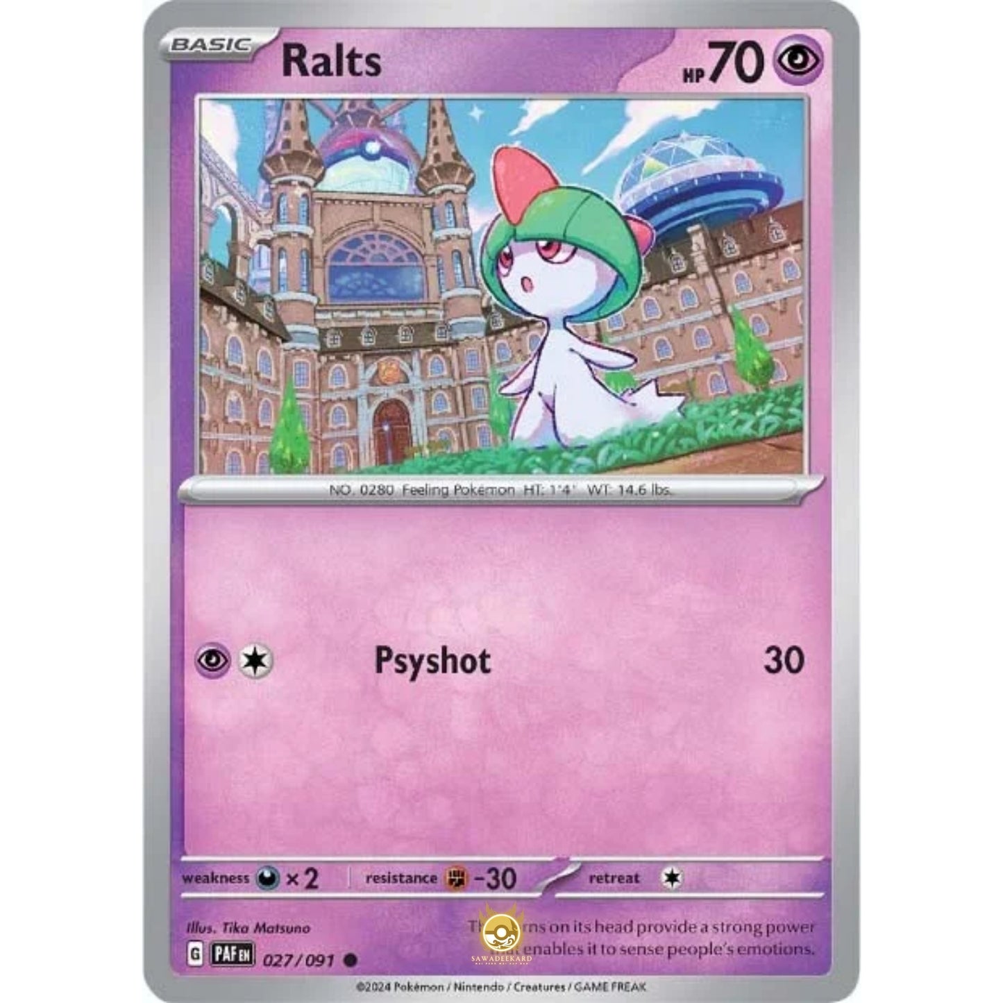 [ENG]	Pokemon	SV4.5	Paldean Fates:	027/091	Ralts	[Psychic]	[C - Common]	(Non-Foil)