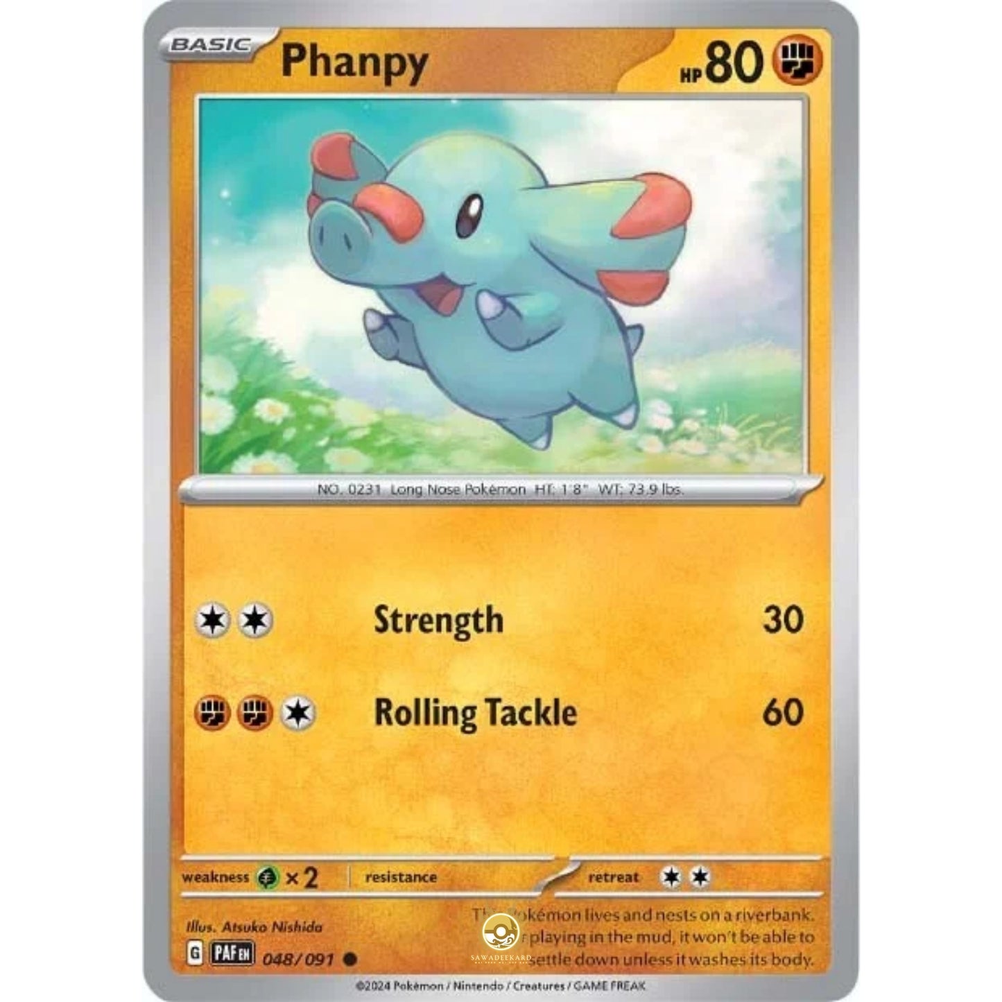 [ENG]	Pokemon	SV4.5	Paldean Fates:	048/091	Phanpy	[Fighting]	[C - Common]	(Non-Foil)