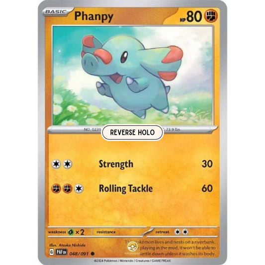 [ENG]	Pokemon	SV4.5	Paldean Fates:	048/091	Phanpy	[Fighting]	[C - Common]	(Reverse Holo)