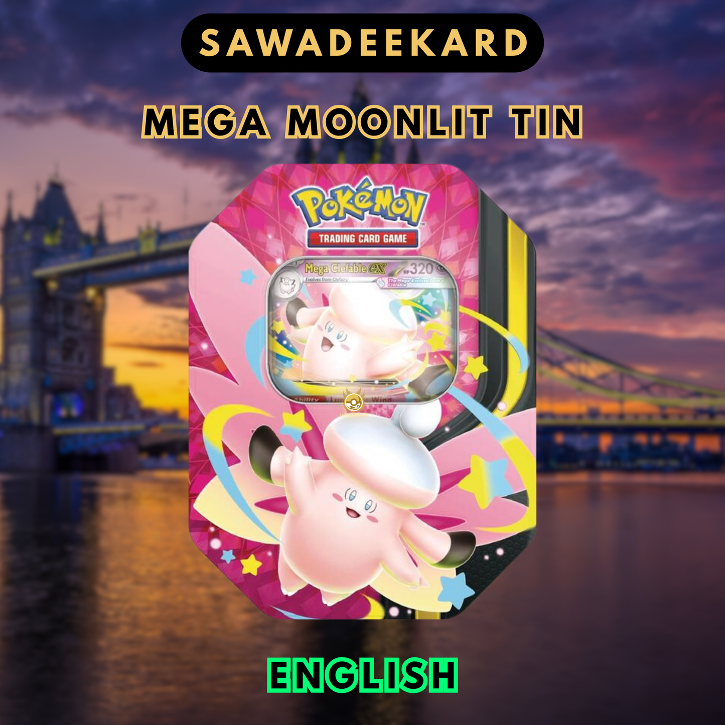 [ENG]	[Mega]	Moonlit Tin	Pokemon TCG	(4	Packs)