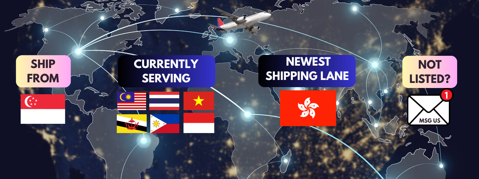 International shipping lanes to malaysia thailand vietnam brunei philippines indonesia hongkong and worldwide from singapore