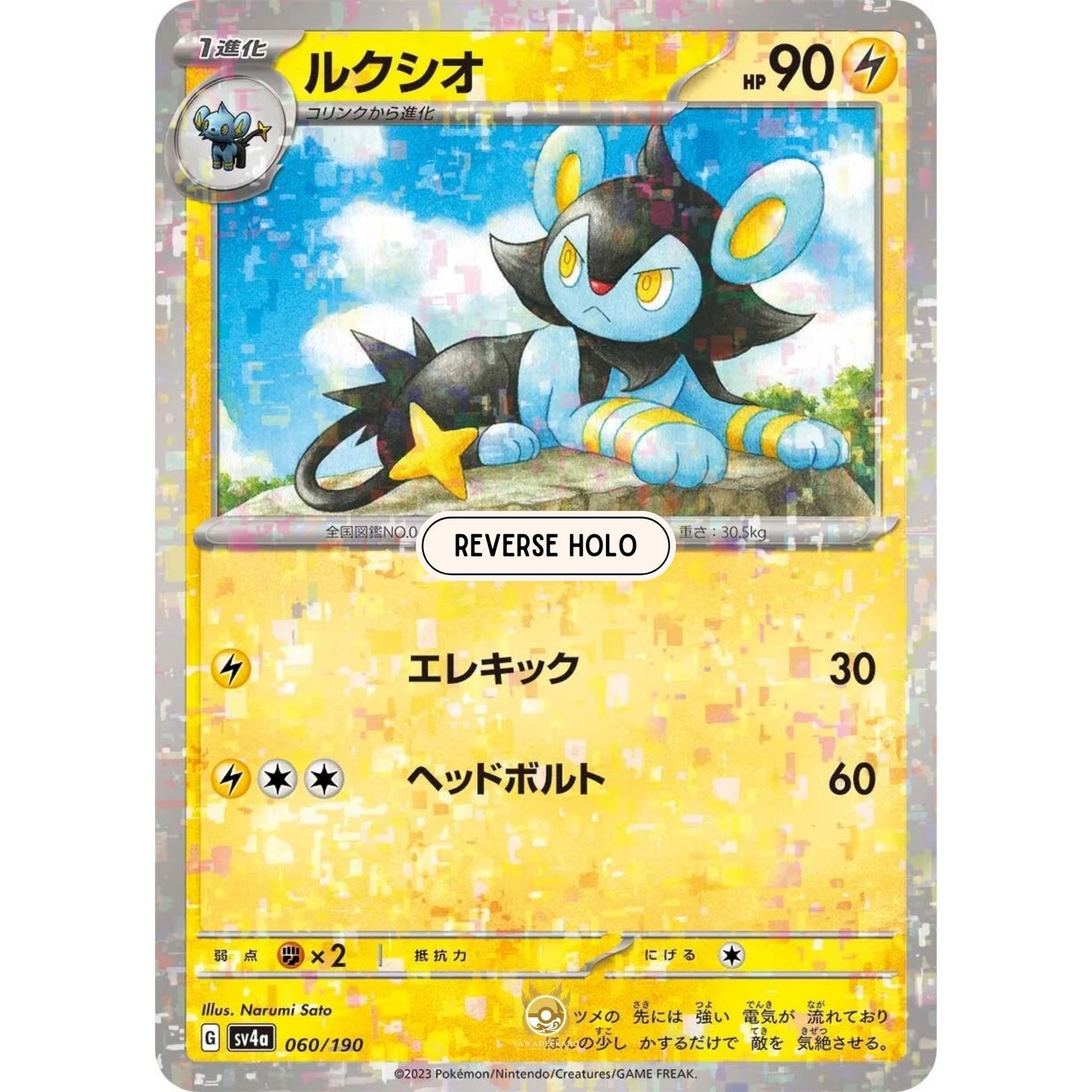 [JAP]	SV4a	Shiny Treasure:	060/190	Luxio		(Reverse Holo)