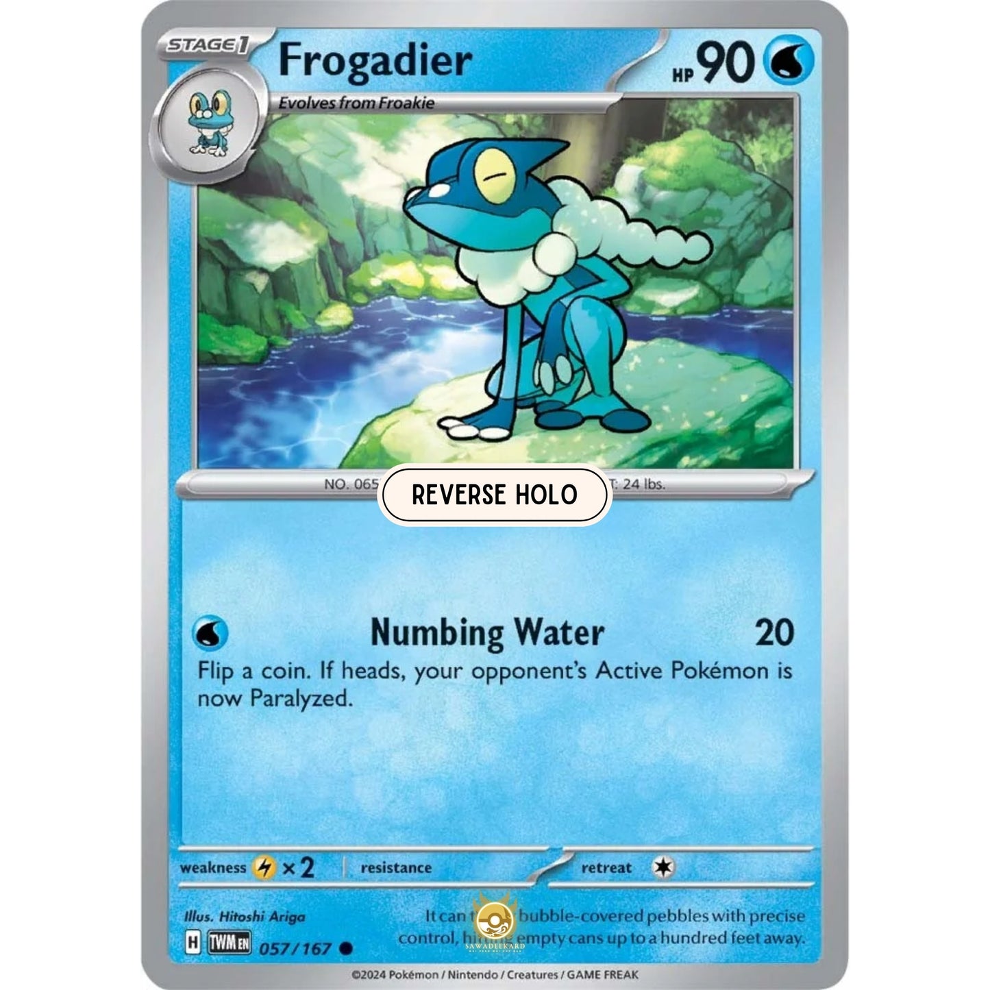 [ENG]	SV06	Twilight Masquerade:	057/167	Frogadier	[Water]	[C - Common]	(Reverse Holo)