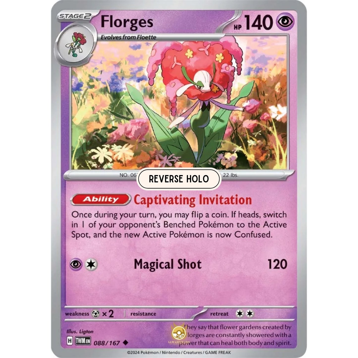 [ENG]	SV06	Twilight Masquerade:	088/167	Florges	[Psychic]	[U - Uncommon]	(Reverse Holo)