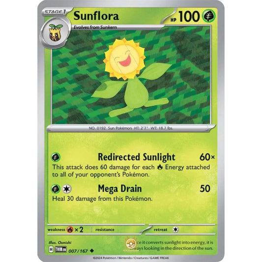 [ENG]	SV06	Twilight Masquerade:	007/167	Sunflora	[Grass]	[U - Uncommon]	(Non-Foil)