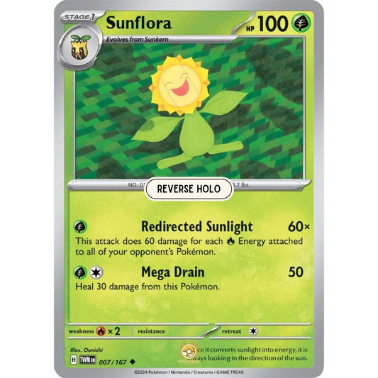 [ENG]	SV06	Twilight Masquerade:	007/167	Sunflora	[Grass]	[U - Uncommon]	(Reverse Holo)